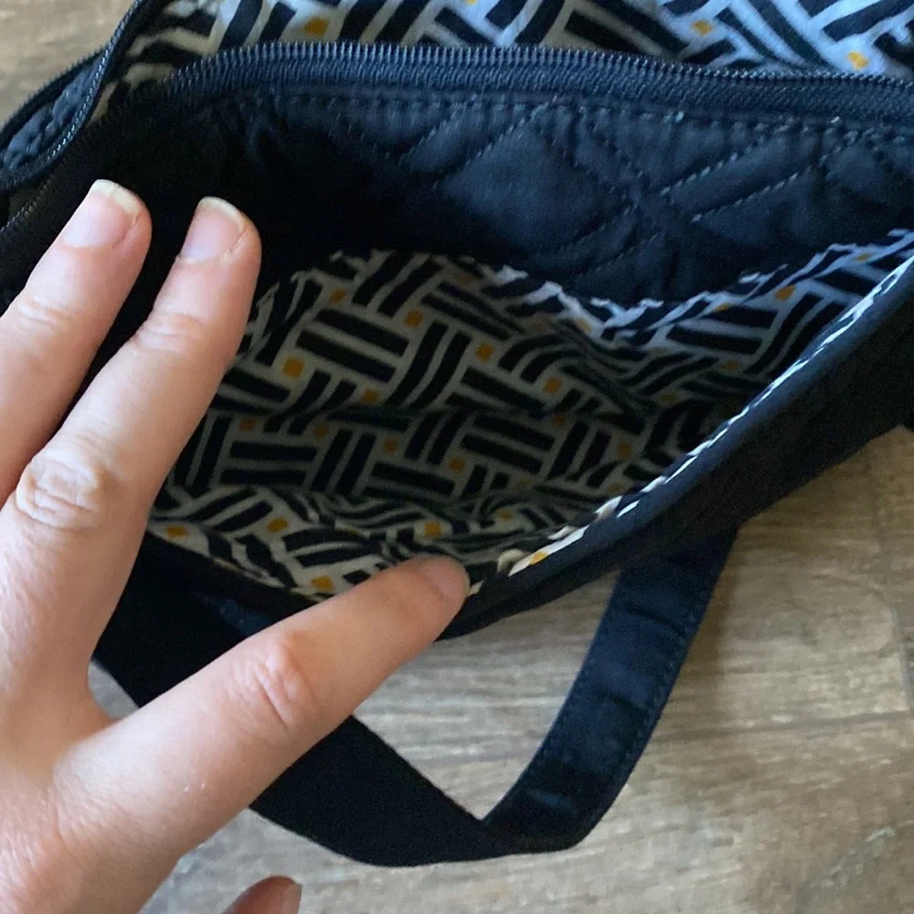 Vera Bradley Lil Hipster Crossbody Solid black. Small travel wallet purse.